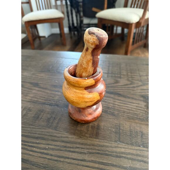 Genuine Wooden Mortar and Pestle - Picture 1 of 9